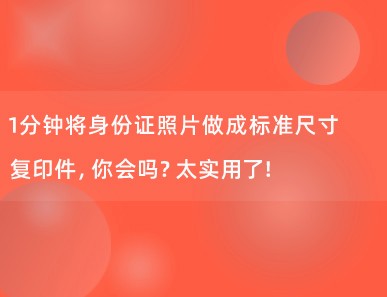 1分钟将身份证照片做成标准尺寸复印件，你会吗？太实用了！